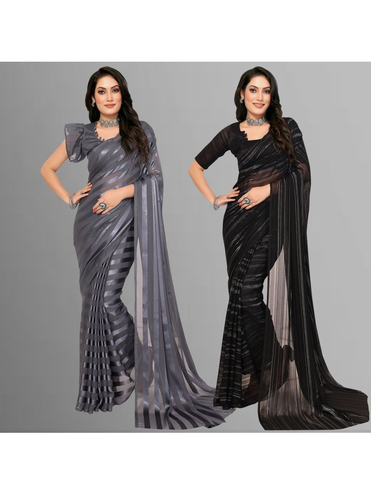     			ANAND SAREES Pack of 2 Satin Striped Saree With Blouse Piece ( Multicolor )