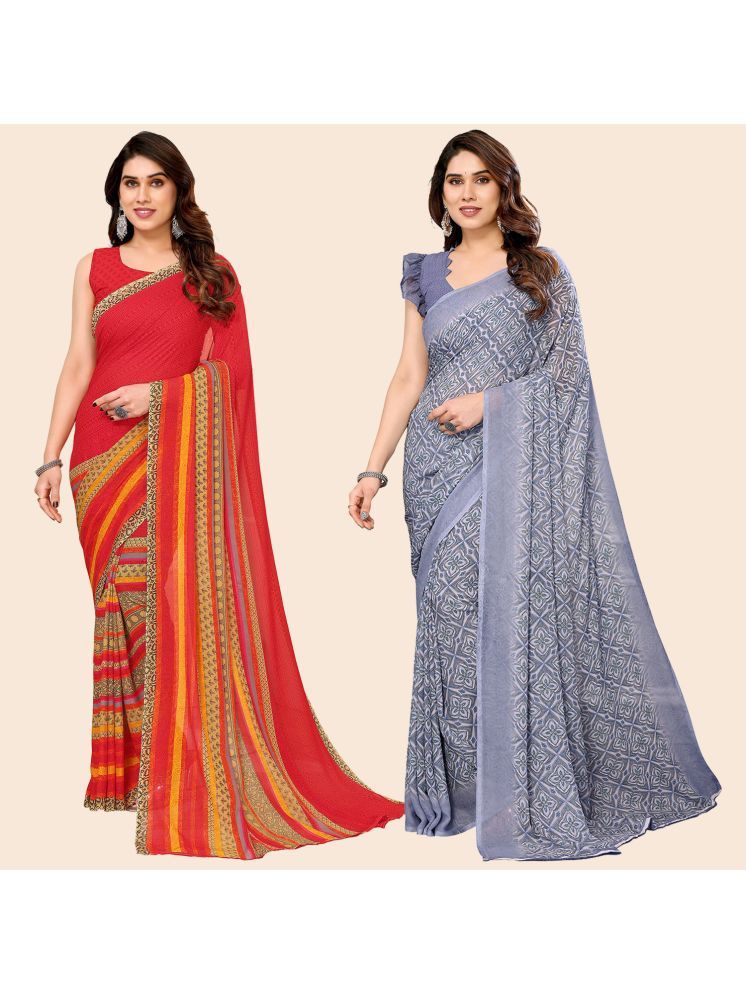     			ANAND SAREES Pack of 2 Georgette Printed Saree With Blouse Piece ( Multicolor )