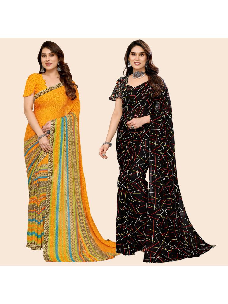     			ANAND SAREES Pack of 2 Georgette Printed Saree With Blouse Piece ( Multicolor )