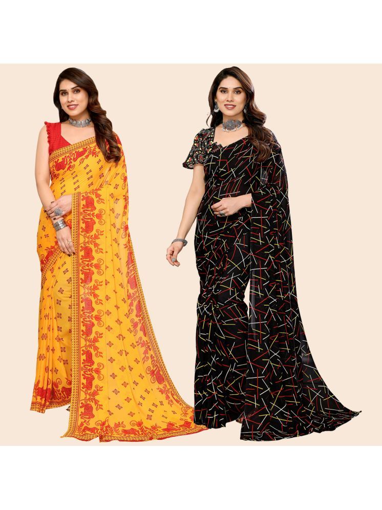     			ANAND SAREES Pack of 2 Georgette Printed Saree With Blouse Piece ( Multicolor )