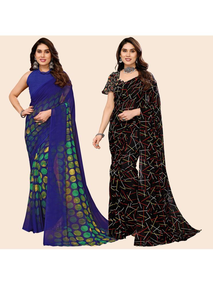     			ANAND SAREES Pack of 2 Georgette Printed Saree With Blouse Piece ( Multicolor )