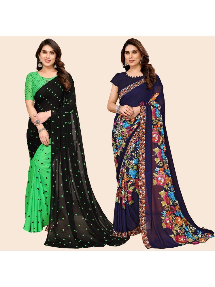     			Kashvi Sarees Pack of 2 Georgette Printed Saree With Blouse Piece ( Multicolor )