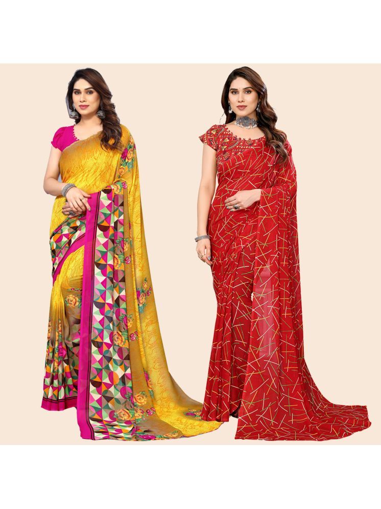     			Kashvi Sarees Pack of 2 Georgette Printed Saree With Blouse Piece ( Multicolor )