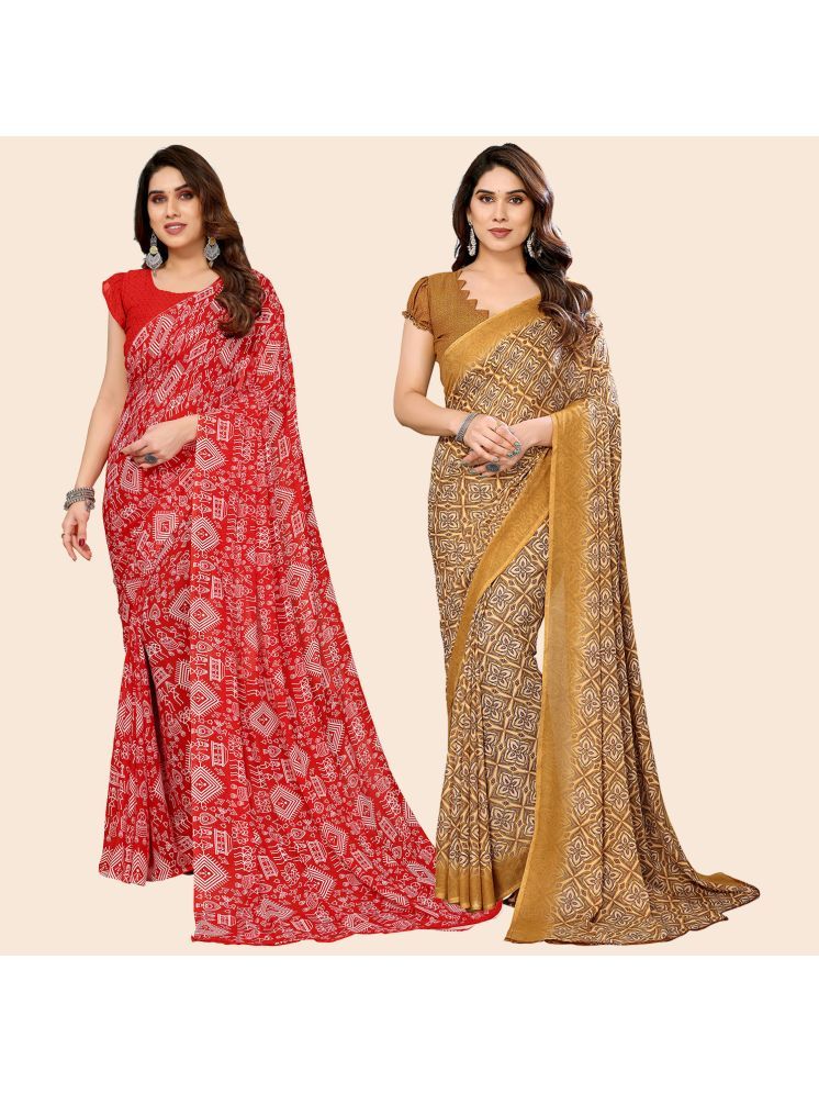     			Kashvi Sarees Pack of 2 Georgette Printed Saree With Blouse Piece ( Multicolor )