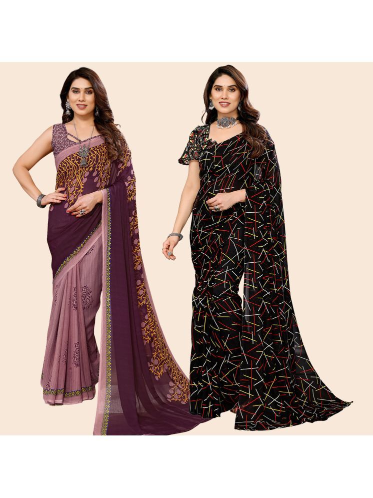     			Kashvi Sarees Pack of 2 Georgette Printed Saree With Blouse Piece ( Multicolor )