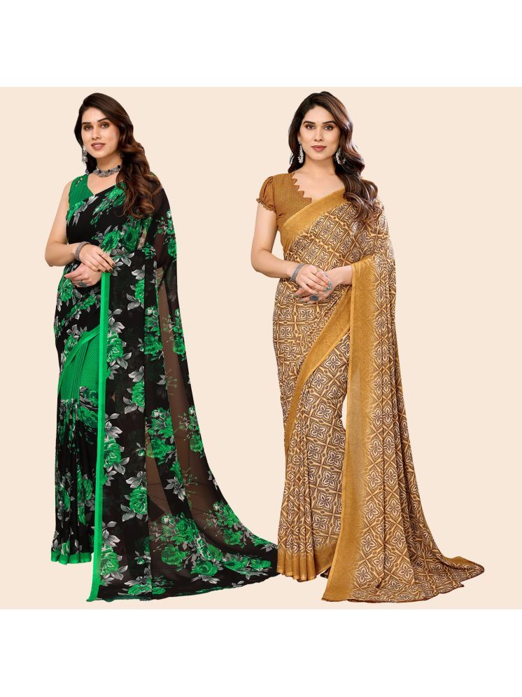     			Kashvi Sarees Pack of 2 Georgette Printed Saree With Blouse Piece ( Multicolor )