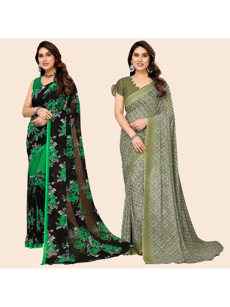     			Kashvi Sarees Pack of 2 Georgette Printed Saree With Blouse Piece ( Multicolor )