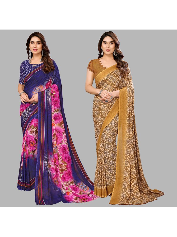     			Kashvi Sarees Pack of 2 Georgette Printed Saree With Blouse Piece ( Multicolor )