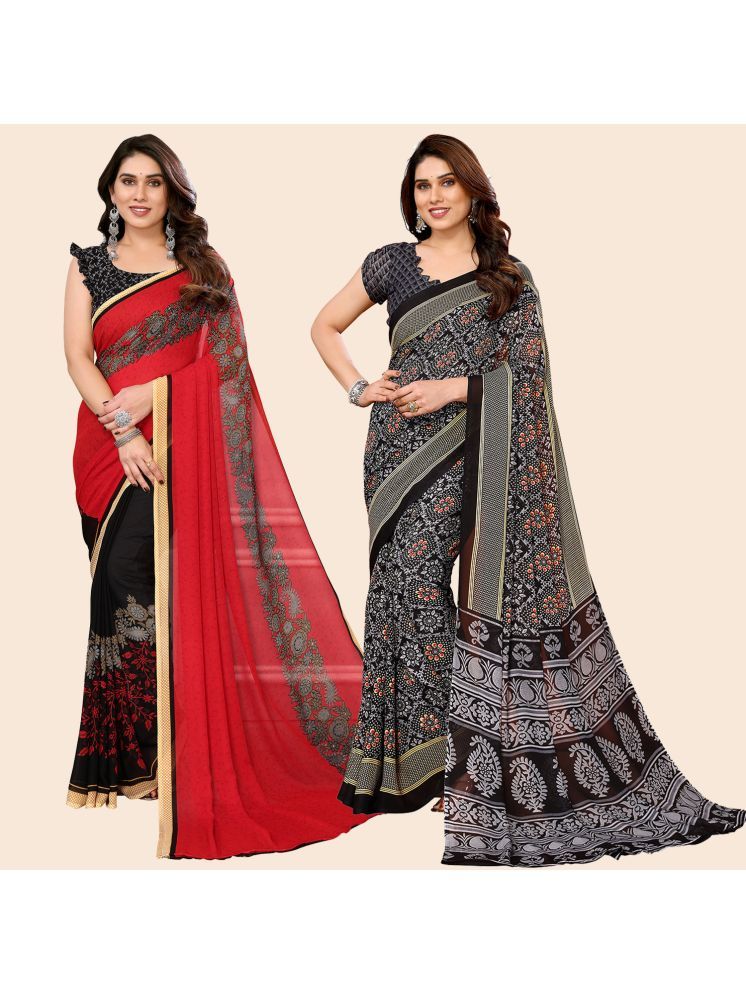     			Kashvi Sarees Pack of 2 Georgette Printed Saree With Blouse Piece ( Multicolor )