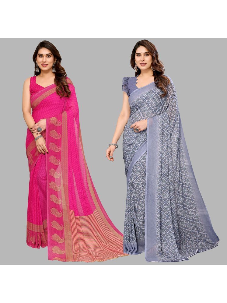     			Kashvi Sarees Pack of 2 Georgette Printed Saree With Blouse Piece ( Multicolor )