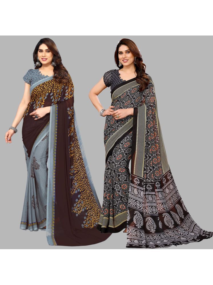     			Kashvi Sarees Pack of 2 Georgette Printed Saree With Blouse Piece ( Multicolor )