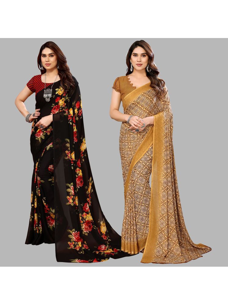     			Kashvi Sarees Pack of 2 Georgette Printed Saree With Blouse Piece ( Multicolor )