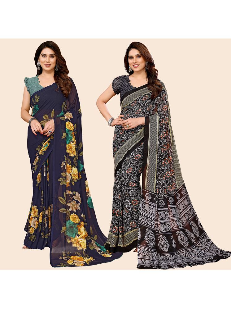     			Kashvi Sarees Pack of 2 Georgette Printed Saree With Blouse Piece ( Multicolor )