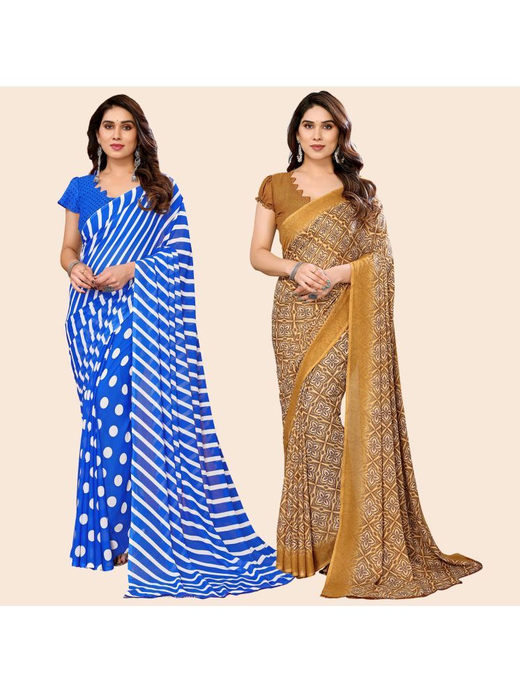     			Kashvi Sarees Pack of 2 Georgette Printed Saree With Blouse Piece ( Multicolor )