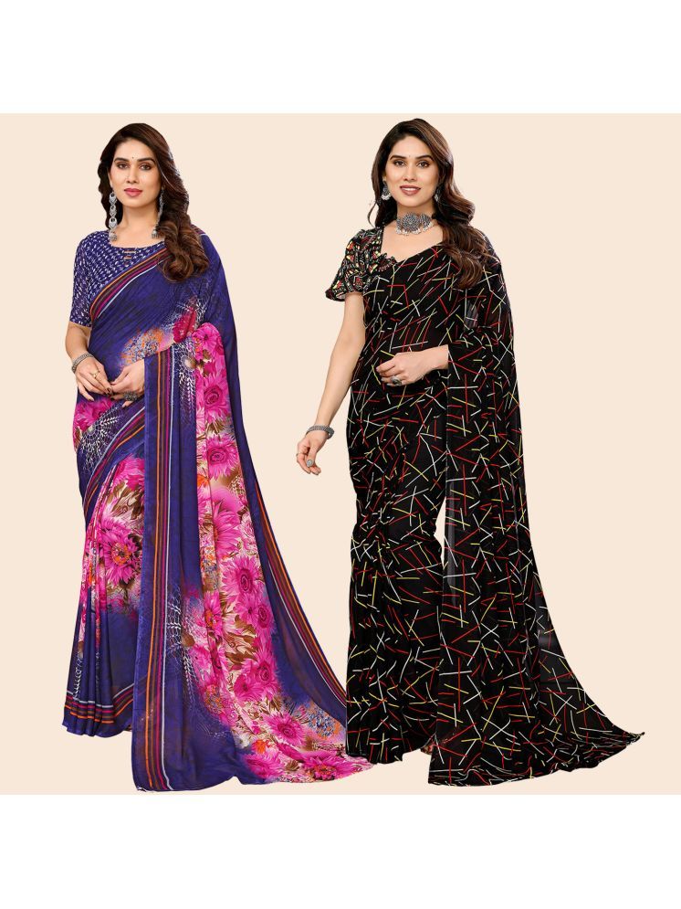     			Kashvi Sarees Pack of 2 Georgette Printed Saree With Blouse Piece ( Multicolor )