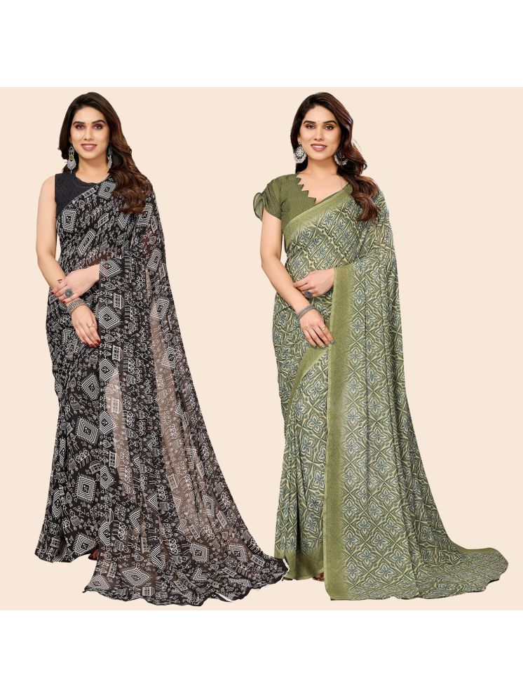     			Kashvi Sarees Pack of 2 Georgette Printed Saree With Blouse Piece ( Multicolor )