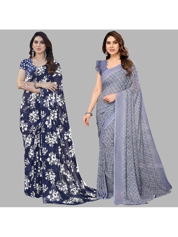     			Kashvi Sarees Pack of 2 Georgette Printed Saree With Blouse Piece ( Multicolor )