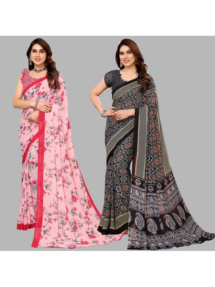     			Kashvi Sarees Pack of 2 Georgette Printed Saree With Blouse Piece ( Multicolor )