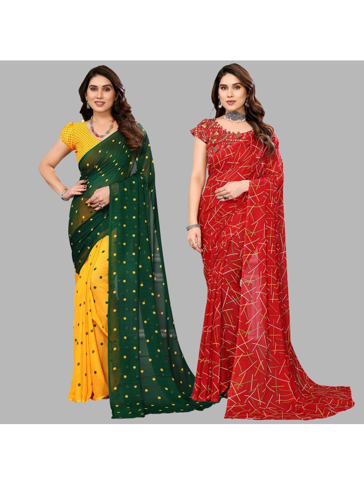     			Kashvi Sarees Pack of 2 Georgette Printed Saree With Blouse Piece ( Multicolor )