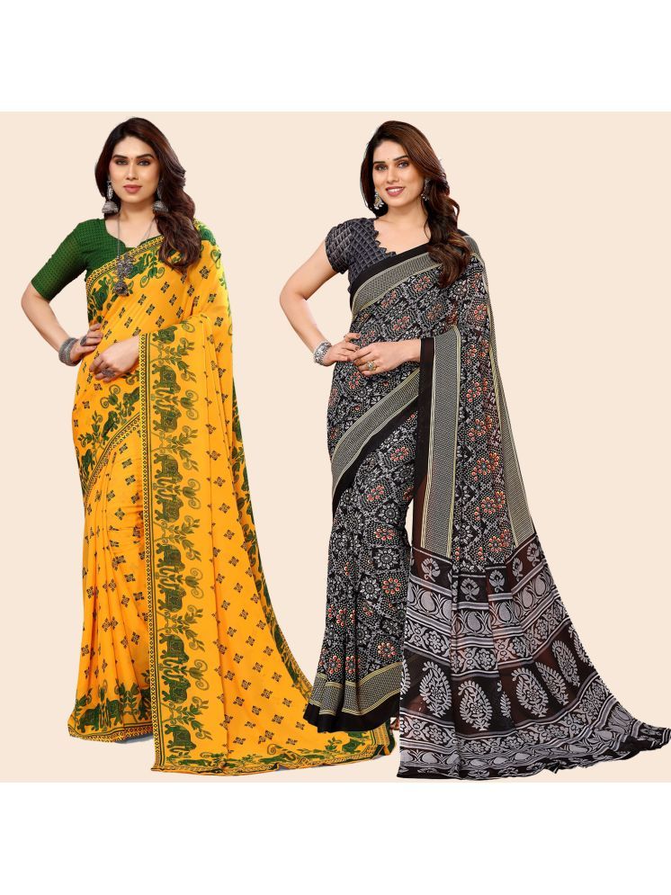     			Kashvi Sarees Pack of 2 Georgette Printed Saree With Blouse Piece ( Multicolor )