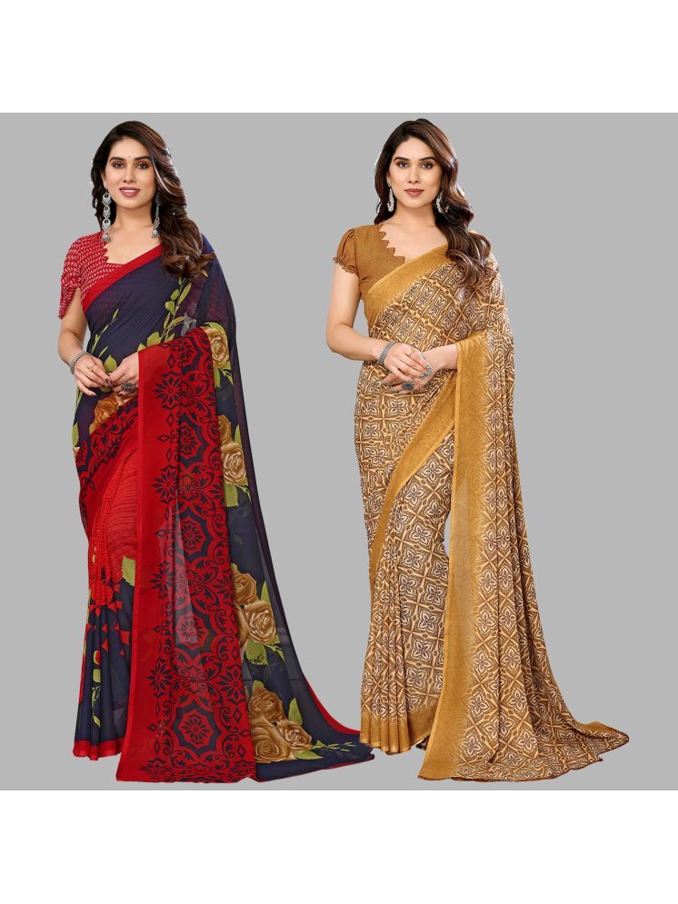     			Kashvi Sarees Pack of 2 Georgette Printed Saree With Blouse Piece ( Multicolor )