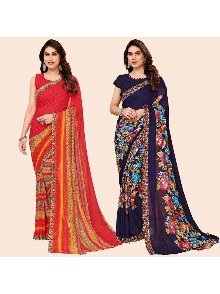     			Kashvi Sarees Pack of 2 Georgette Printed Saree With Blouse Piece ( Multicolor )