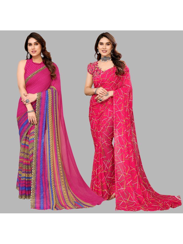     			Kashvi Sarees Pack of 2 Georgette Printed Saree With Blouse Piece ( Multicolor )