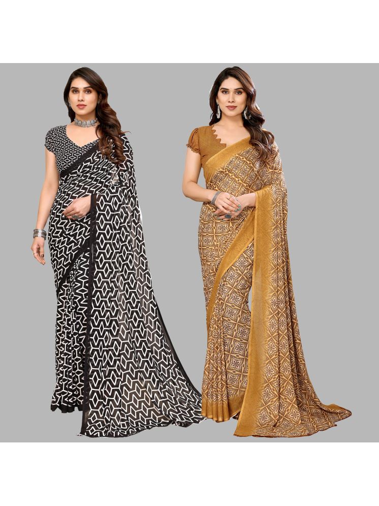     			Kashvi Sarees Pack of 2 Georgette Printed Saree With Blouse Piece ( Multicolor )