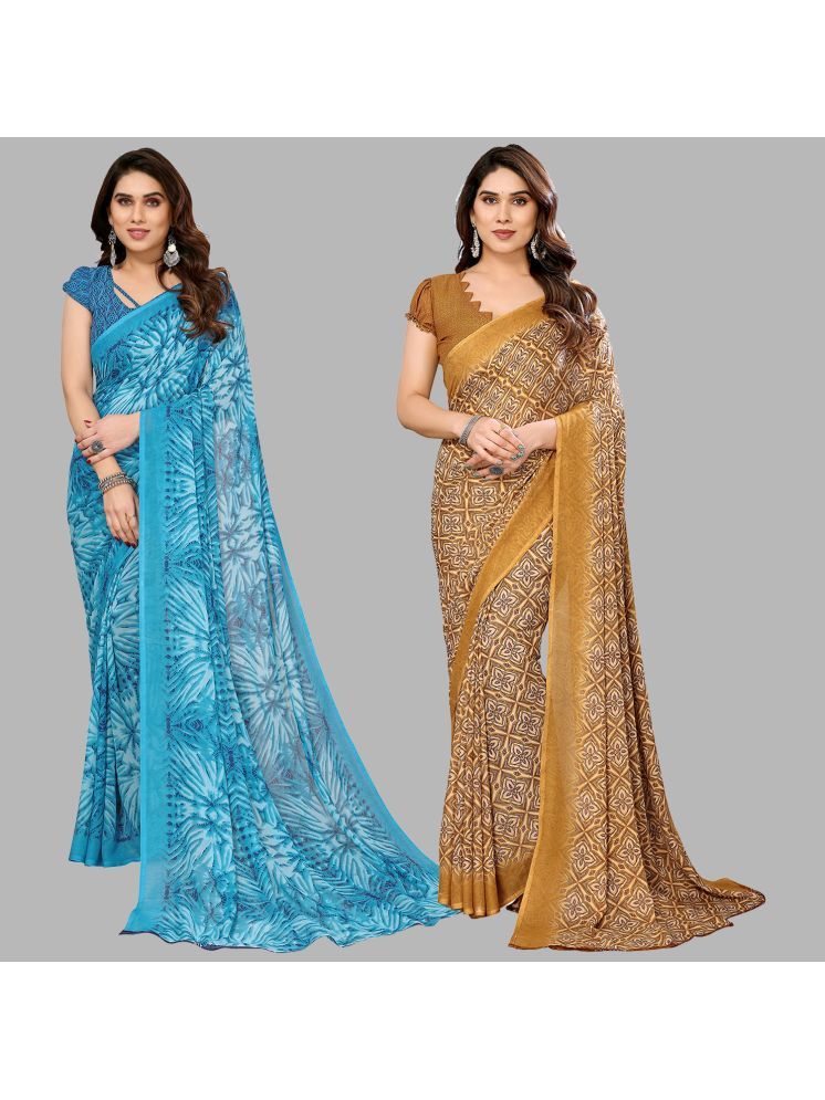     			Kashvi Sarees Pack of 2 Georgette Printed Saree With Blouse Piece ( Multicolor )