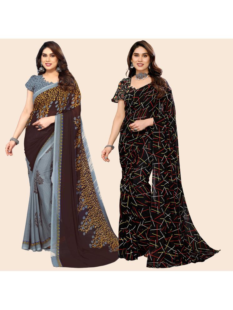     			Kashvi Sarees Pack of 2 Georgette Printed Saree With Blouse Piece ( Multicolor )