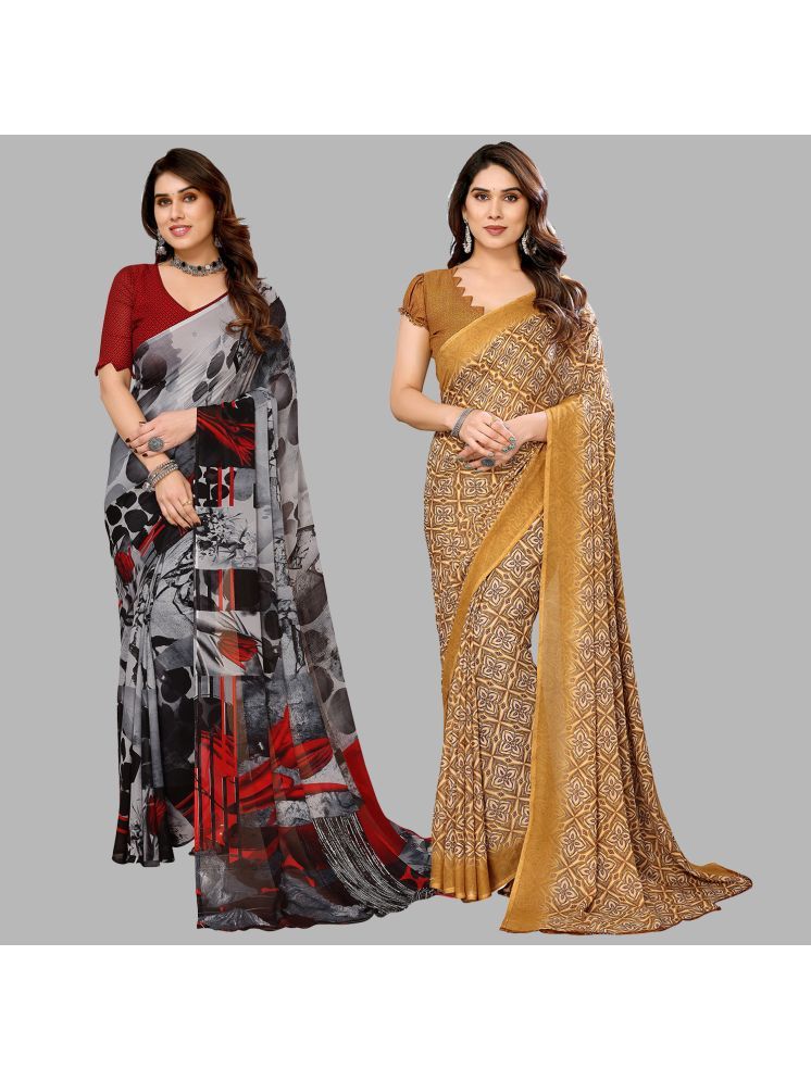     			Kashvi Sarees Pack of 2 Georgette Printed Saree With Blouse Piece ( Multicolor )