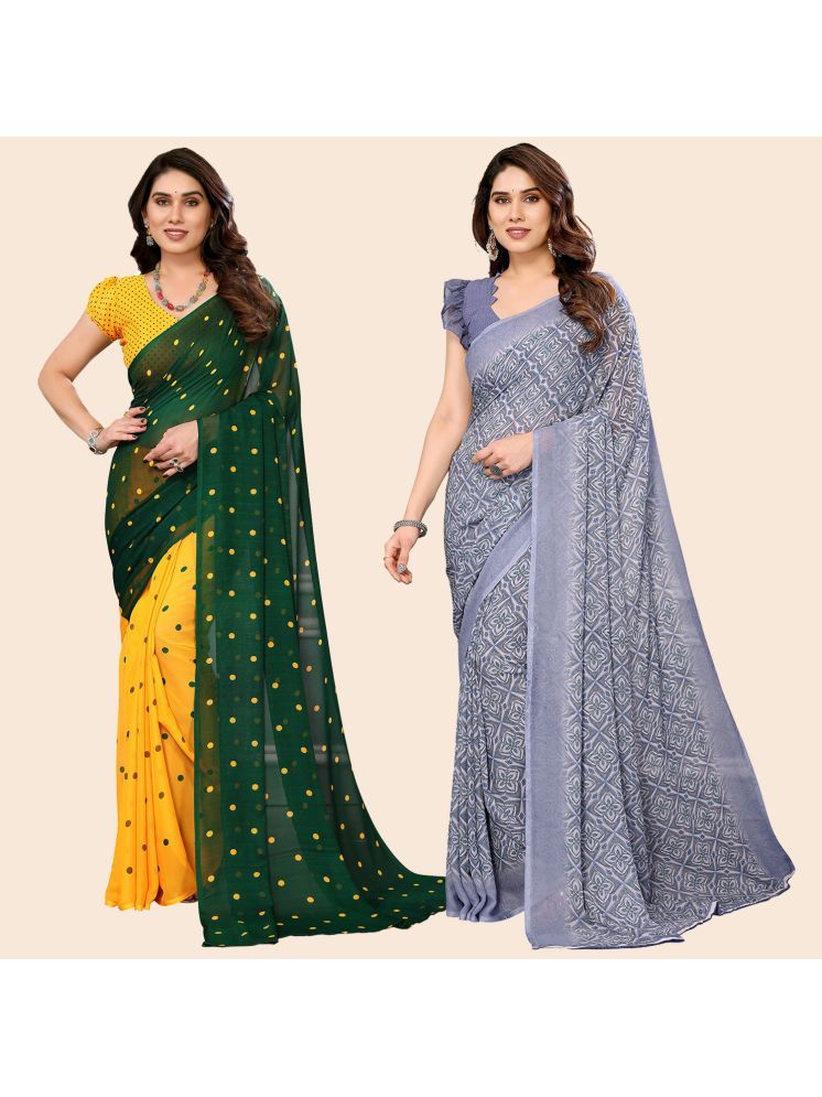     			Kashvi Sarees Pack of 2 Georgette Printed Saree With Blouse Piece ( Multicolor )