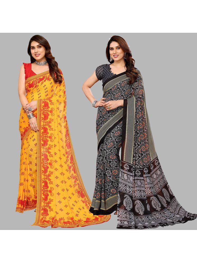     			Kashvi Sarees Pack of 2 Georgette Printed Saree With Blouse Piece ( Multicolor )