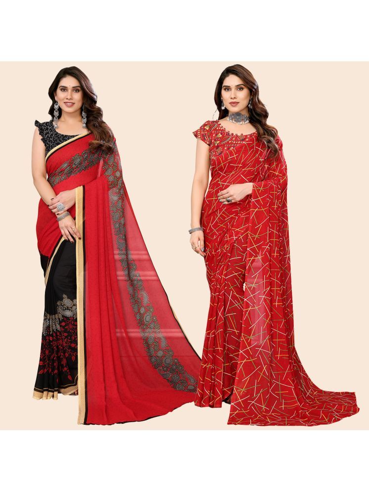     			Kashvi Sarees Pack of 2 Georgette Printed Saree With Blouse Piece ( Multicolor )