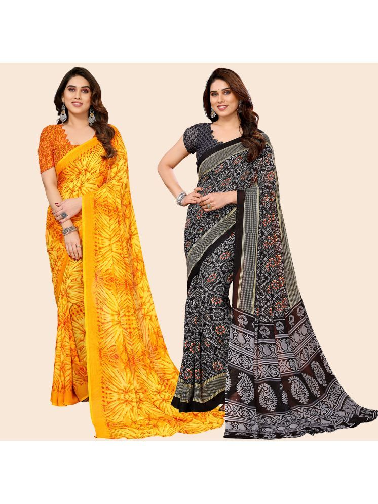     			Kashvi Sarees Pack of 2 Georgette Printed Saree With Blouse Piece ( Multicolor )