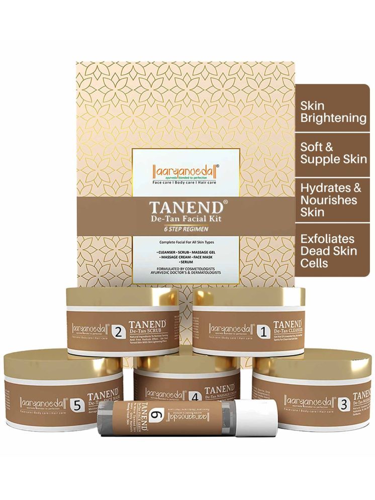     			Aaryanveda De-Tan Facial Kit , Premium Tan Removal 6-Step Regimen for Clear, Bright Skin, 260 gm,Pack of 1