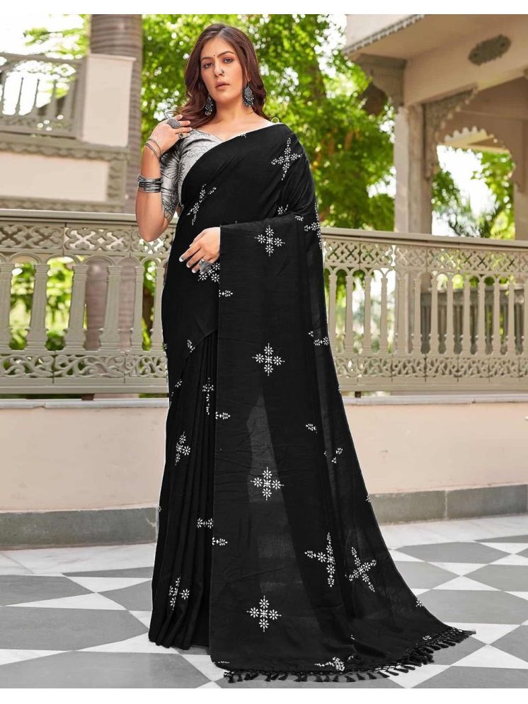     			Apnisha Pack of 1 Silk Blend Printed Saree With Blouse Piece ( Black )