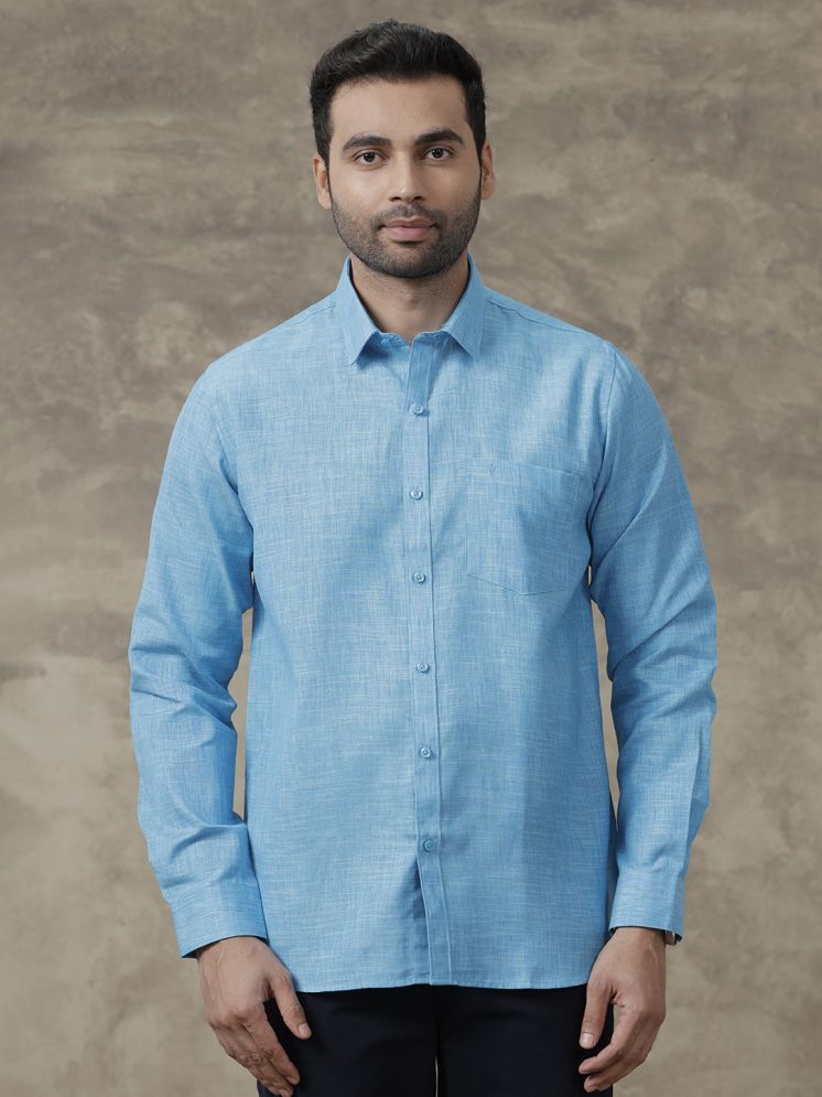     			Ramraj cotton Cotton Blend Regular Fit Solids Full Sleeves Men's Casual Shirt - Light Blue ( Pack of 1 )