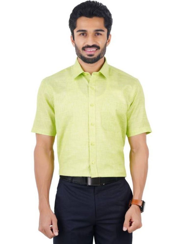     			Ramraj cotton Cotton Blend Regular Fit Self Design Half Sleeves Men's Casual Shirt - Lime Green ( Pack of 1 )