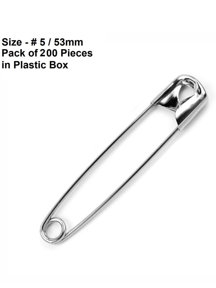     			Snapin Safety Pins - Made in Japan with Strong Nickel Plated Steel, Rust Resistant, Heavy Duty Variety Pack, Perfect for Clothes, Crafts, & Sewing, (240 Pins Size 5 in Plastic Box)- Pack of 240 Pieces