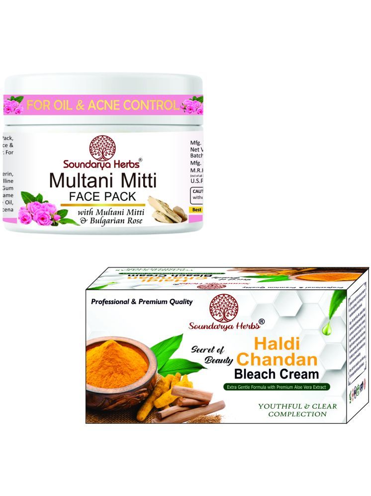     			Soundarya Herbs Multani Mitti Face Pack & Haldi Chandan Bleach Cream Skin Care Combo Pack