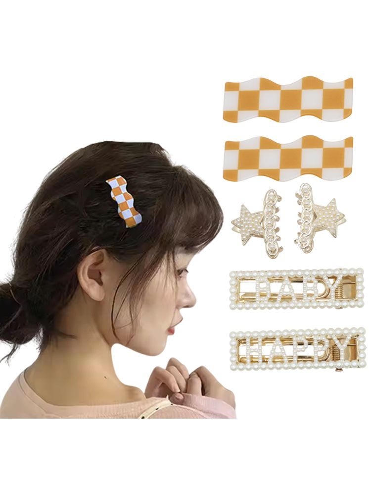     			Unicorn Orange Unisex Hair Accessory Set ( Pack of 6 )