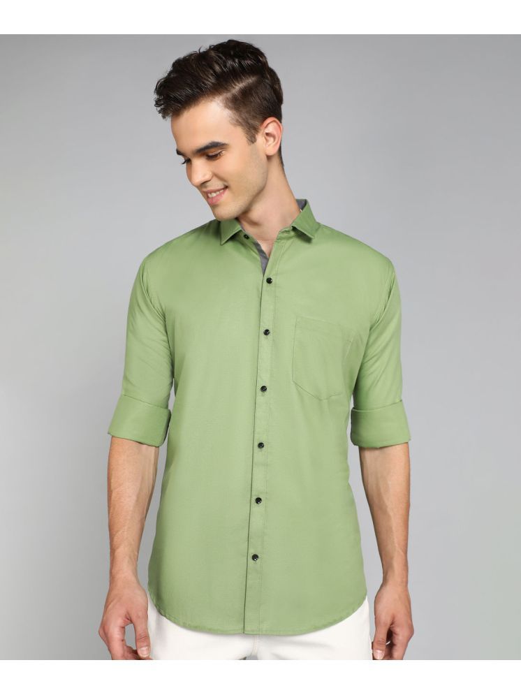     			VTEXX Cotton Blend Regular Fit Solids Full Sleeves Men's Casual Shirt - Olive ( Pack of 1 )