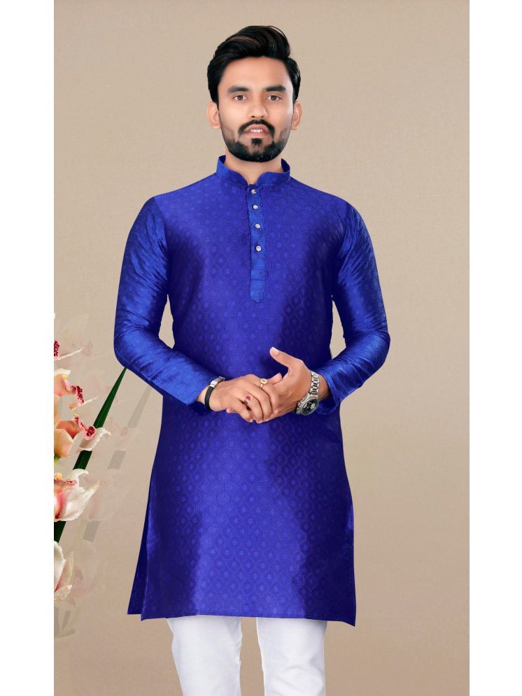     			YUG ART Blue Silk Men's Regular Kurta ( Pack of 1 )