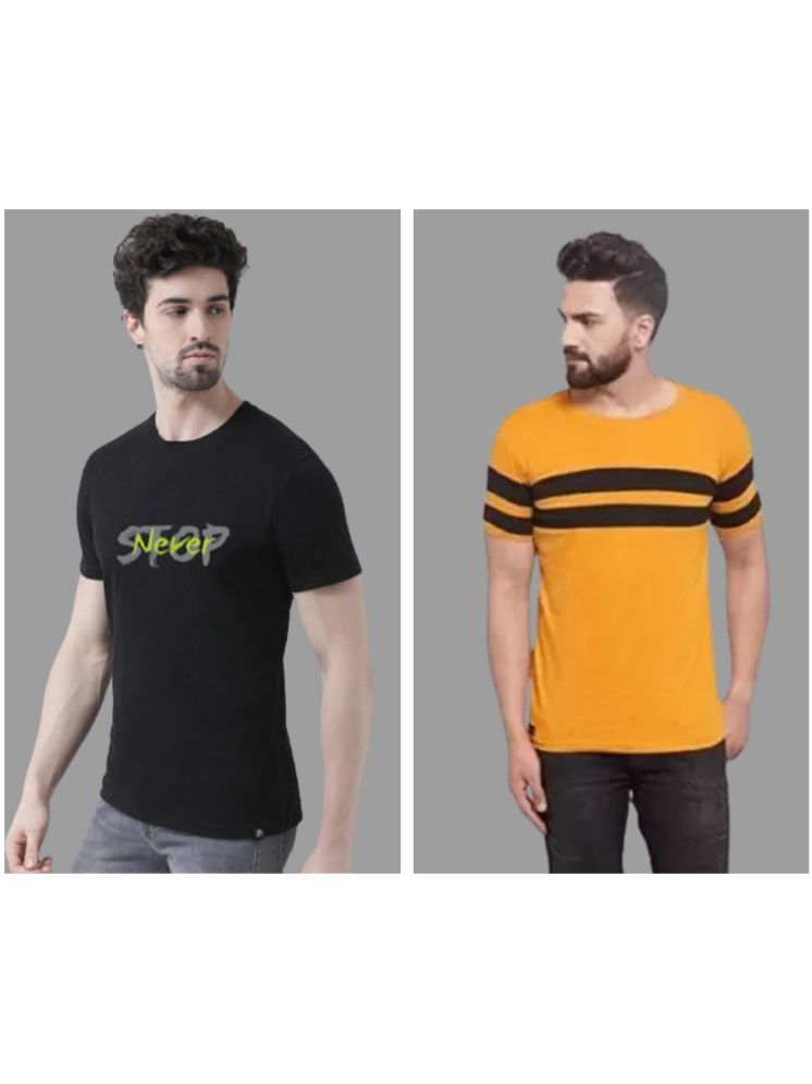     			attitude start of fashion Pack of 2 Polyester Regular Fit Men's T-Shirt ( Mustard )