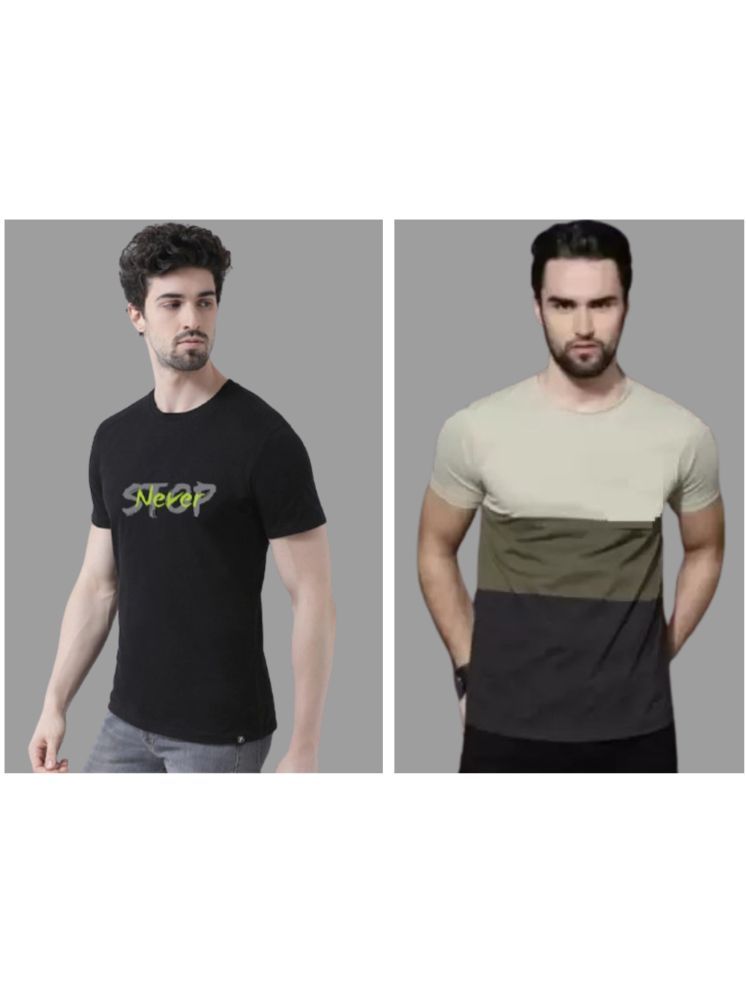     			attitude start of fashion Pack of 2 Polyester Regular Fit Men's T-Shirt ( Olive )