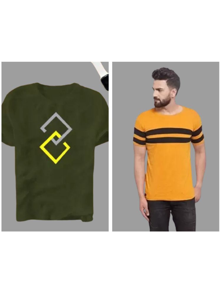     			attitude start of fashion Pack of 2 Polyester Regular Fit Men's T-Shirt ( Mustard )