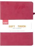 Saya Soft Touch A5 Notebook - PU Cover, 192 Pages, Elastic Closure, Pen Loop, 80 GSM Dark Red A5