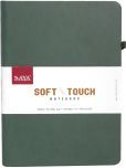 Saya Soft Touch A5 Notebook - PU Cover, 192 Pages, Elastic Closure, Pen Loop, 80 GSM Dark Green A5