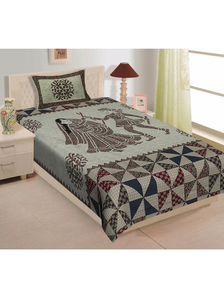     			ABHACLOTHO Cotton 1 Single Bedsheet with 1 Pillow Cover ( Multicolor )